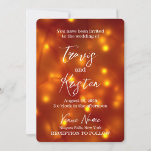 Create Your Own Orange Lights Wedding Invitation