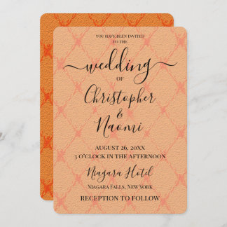 Create Your Own Orange Retro Diamond Pattern Invitation