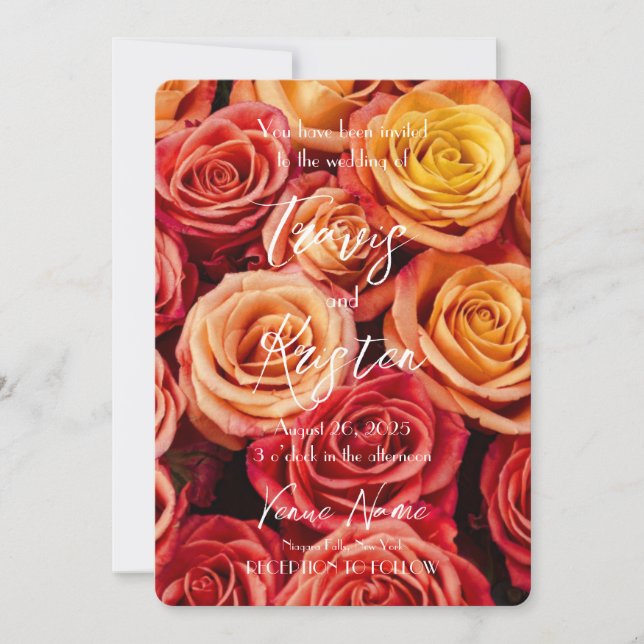 Create Your Own Orange Roses Wedding Invitation (Front)