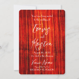 Create Your Own Orange Rustic Wood Wedding Invitation