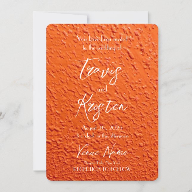 Create Your Own Orange Texture Wedding Invitation (Front)