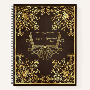 Create Your Own Ornate Gilded Grimoire Brown Notebook