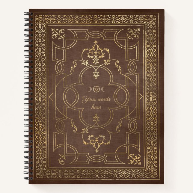 Create Your Own Ornate Gilded Umber Brown Notebook (Front)