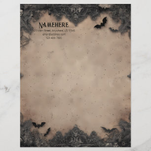 Create Your Own Ornate Gothic Bats Stationery Custom Letterhead
