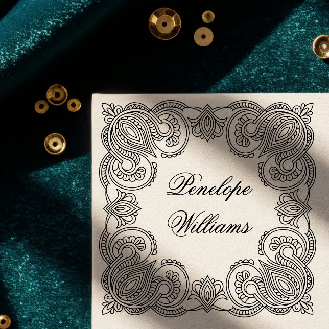 Create Your Own Ornate Paisley Personalised Name Self-inking Stamp (Creator Uploaded)