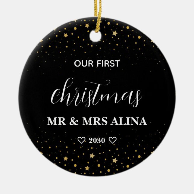 Create Your Own Our First Christmas Married Ceramic Tree Decoration (Front)