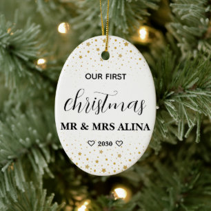 Create Your Own Our First Christmas Married Ceramic Tree Decoration