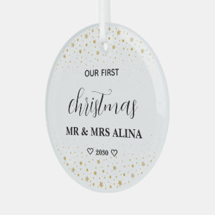 Create Your Own Our First Christmas Married Glass Tree Decoration