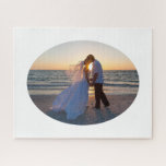 Create Your Own Oval Shape Wedding 20x16 Jigsaw Puzzle<br><div class="desc">A horizontal or landscape oval shape template for your destination wedding or island honeymoon photo. Customise the white background colour if you'd like a colourful look for your photo 16 x 20 size gift. You can also create your own personalised text to add a personal touch. This template will create...</div>
