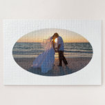 Create Your Own Oval Shape Wedding 30x20 Jigsaw Puzzle<br><div class="desc">A horizontal or landscape oval shape template for your destination wedding or island honeymoon photo. Customise the white background colour if you'd like a colourful look for your photo 20x30 size gift. You can also create your own personalised text to add a personal touch. This template will create an oval...</div>