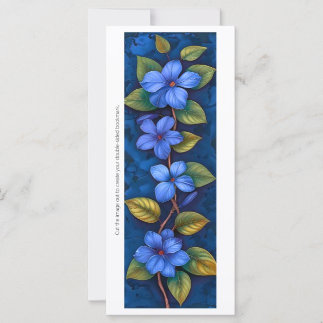 Create Your Own Painted Blue Flowers Bookmark Card (Front)