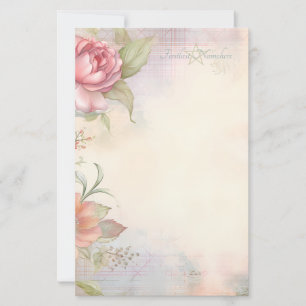 Create Your Own Painted Pink Rose Mystical Floral Stationery