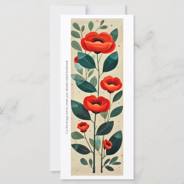 Create Your Own Painted Red Poppies Bookmark Card (Front)