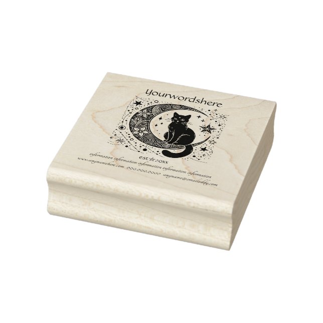 Create Your Own Paisley Crescent Moon Black Cat Rubber Stamp (Stamp)