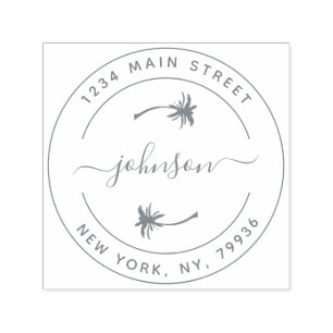 Create Your Own Palm Trees Round Return Address Self-inking Stamp