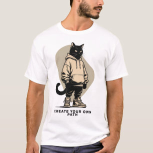 Create Your Own Path – Motivational Streetwear Cat T-Shirt