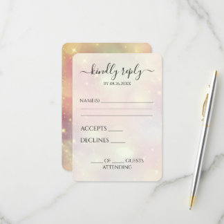 Create Your Own Peach Sparkle Bokeh RSVP Card