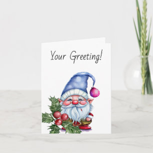 Create Your Own Periwinkle Christmas Gnome Holiday Card