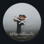 Create your own personal photo wedding<br><div class="desc">Create your own personal photo wedding wall clock.
Add your own most beautiful wedding photo,  add your names and wedding date.
A very personal wedding gift.</div>