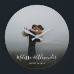 Create your own personal photo wedding large clock<br><div class="desc">Create your own personal photo wedding wall clock.
Add your own most beautiful wedding photo,  add your names and wedding date.
A very personal wedding gift.</div>