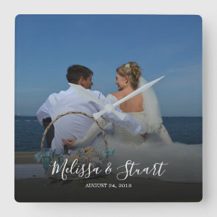 Create your own personal photo wedding square wall clock