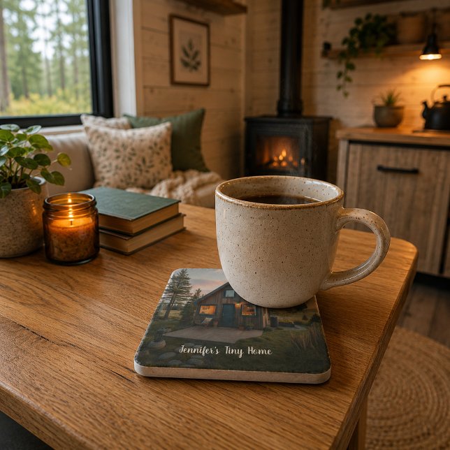 Create your own personal tiny home photo stone coaster (Create your own personal tiny home photo stone coaster. Nice coasters for Tiny Home lovers.)