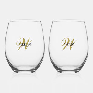 Create Your Own Personalise Monogram Stemless Wine Glass