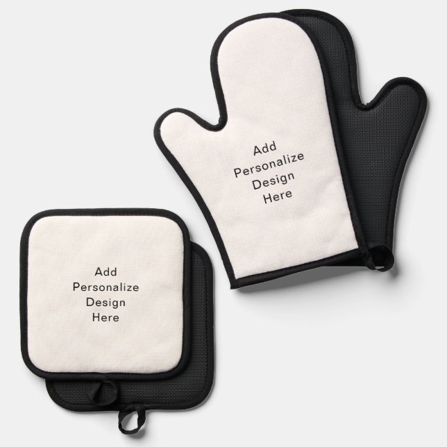 create your own personalise oven mitt & pot holder set (Front/Back)