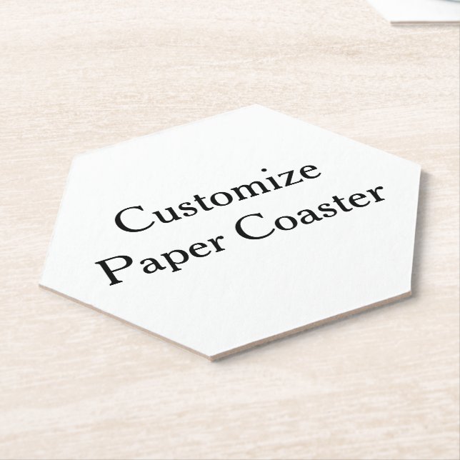  create your own personalise simple Hexagon Paper Coaster (Angled)