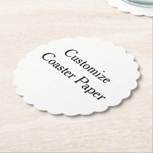 create your own personalise simple Scalloped Roun Paper Coaster