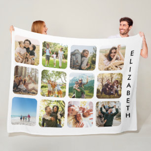 Create Your Own Personalised 12 Photo Collage Fleece Blanket