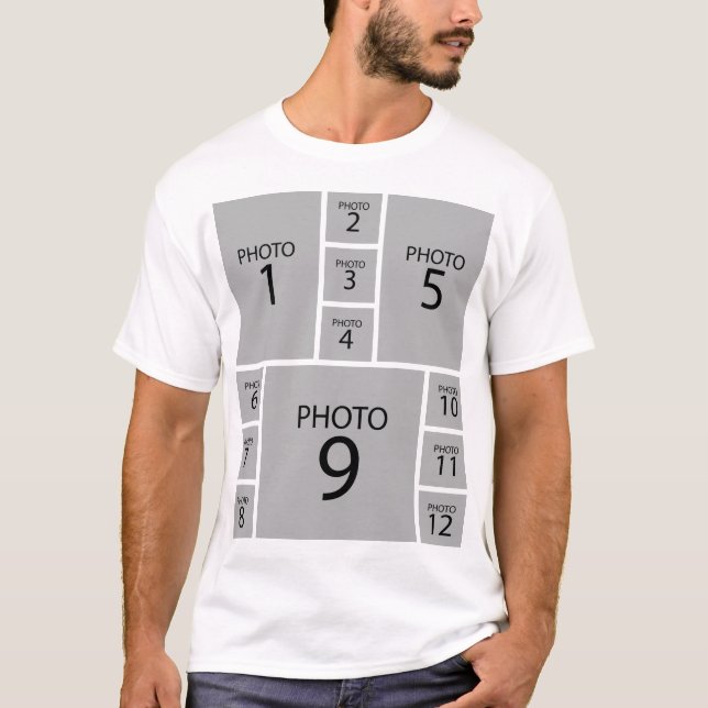Create your own Personalised 12 PHOTO COLLAGE T-Shirt (Front)