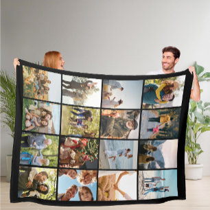 Create Your Own Personalised 16 Photo Collage Fleece Blanket