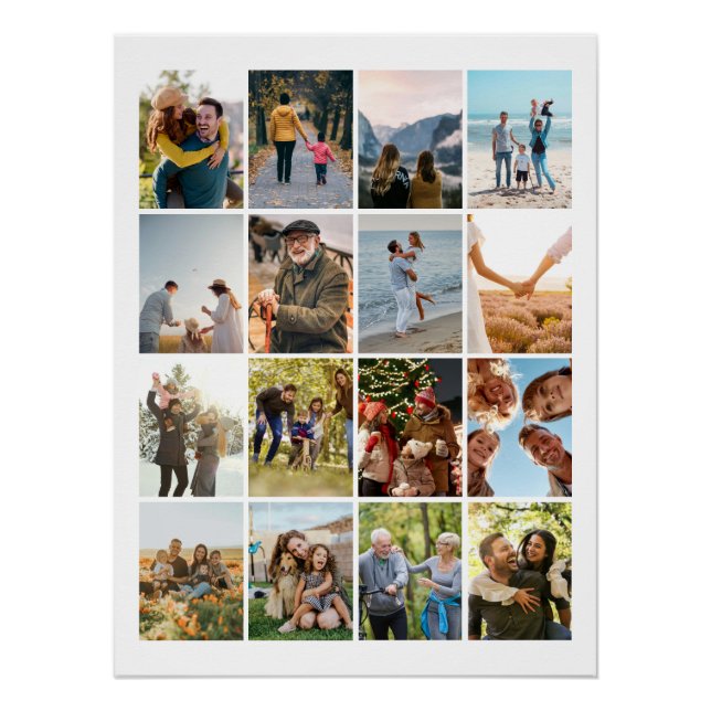 Create Your Own Personalised 16 Photo Collage Poster (Front)