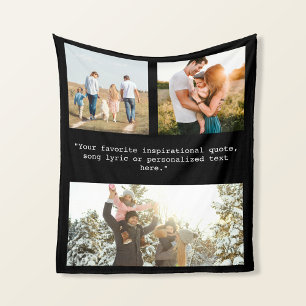 Create Your Own Personalised 3 Photo and Quote Fleece Blanket