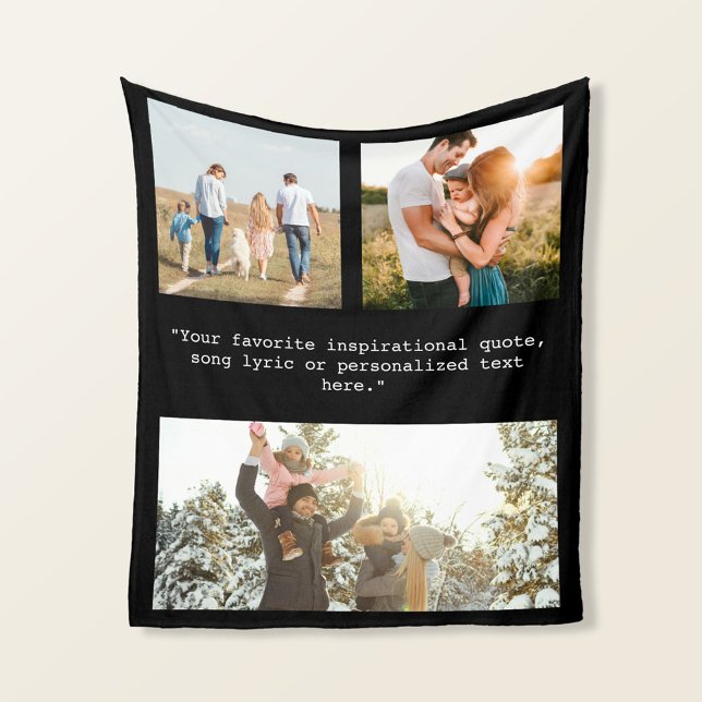 Create Your Own Personalised 3 Photo and Quote Fleece Blanket (Creator Uploaded)