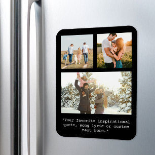 Create Your Own Personalised 3 Photo and Quote Magnet