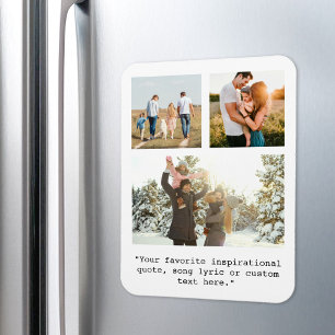 Create Your Own Personalised 3 Photo and Quote Magnet