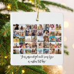 Create Your Own Personalised 40 Photo Collage Ceramic Ornament<br><div class="desc">Create a customised photo ornament featuring 40 of your pictures in a simple modern grid layout alongside personalised text in elegant script calligraphy. All text and colours and can be adjusted to your liking in this design.</div>