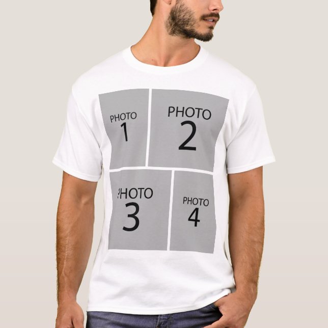 Create your own Personalised 4 PHOTO COLLAGE T-Shirt (Front)