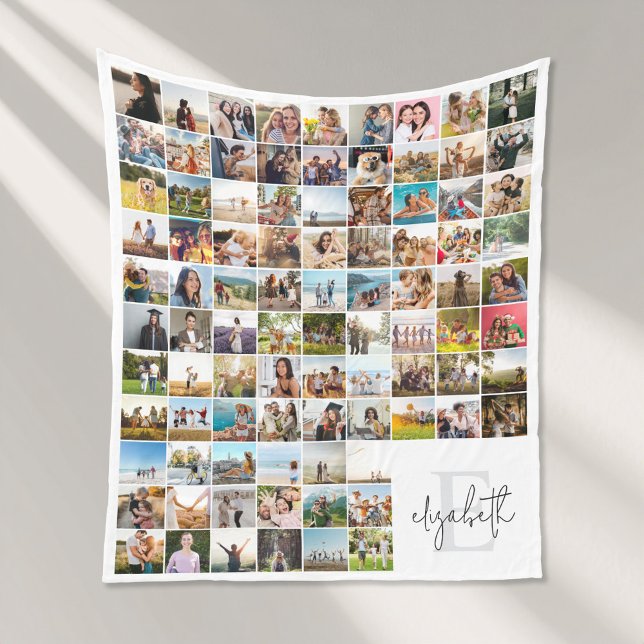 Create Your Own Personalised 90 Photo Collage Fleece Blanket (Creator Uploaded)