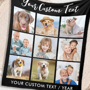 Create Your Own Personalised 9 Photo Collage Fleece Blanket