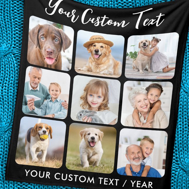 Create Your Own Personalised 9 Picture Collage Fleece Blanket (Creator Uploaded)
