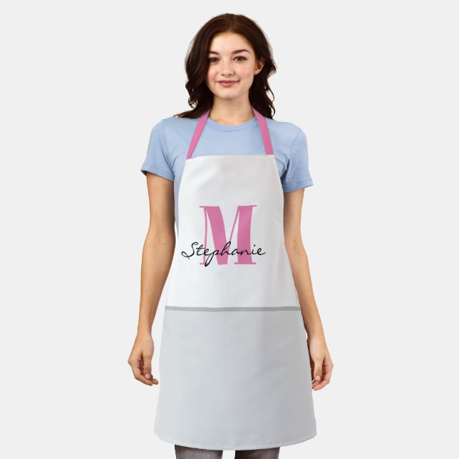 Create Your Own Personalised Aprons, Name Monogram Apron (Worn)