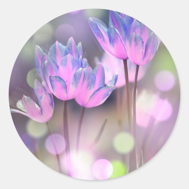 Create Your Own Personalised Bokeh Spring Flowers Classic Round Sticker (Front)