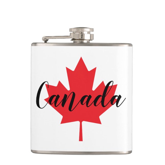 Create Your Own Personalised Canada Red Maple Leaf Hip Flask (Front)