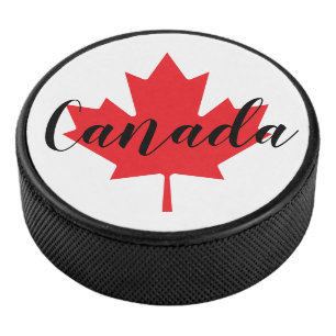 Create Your Own Personalised Canada Red Maple Leaf Hockey Puck