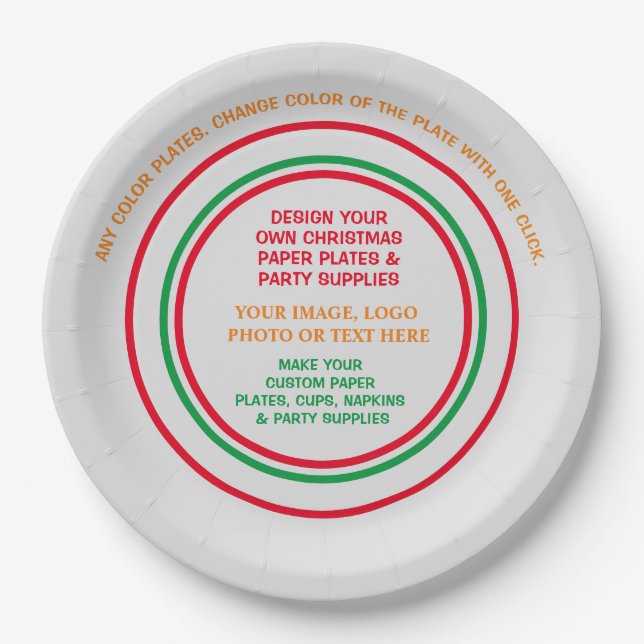 Create Your Own Personalised Christmas Party Paper Plate (Front)