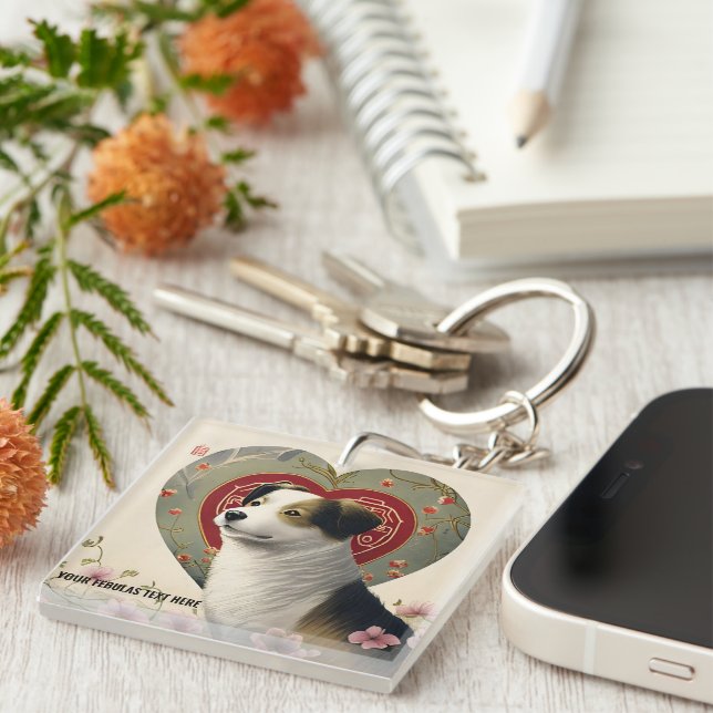 Create Your Own Personalised Custom Pet Photo Text Key Ring (Front Right)