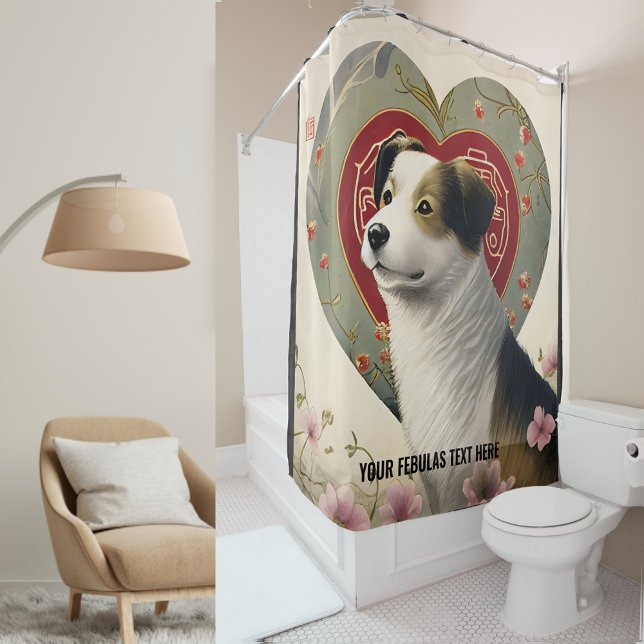 Create Your Own Personalised Custom Pet Photo Text Shower Curtain (Creator Uploaded)